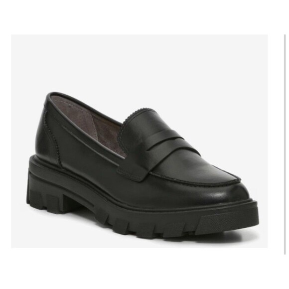 Crown Vintage Shoes - Crown Vintage Shoes Womens 9 M Lane Lugsole Penny Loafer Black Faux Leather